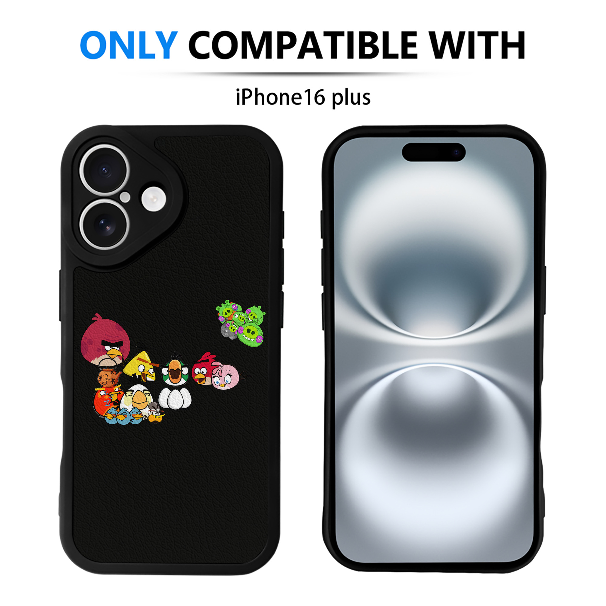 （画像用） Angry Birds アングリーバード 【iPhone 16シリーズ対応】シリコンスマホケース（レザー調） 材質：シリコン